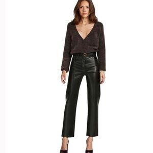 Aritzia Wilfred The Melina Pant Faux Leather Black Womens Size 0  FVL4-6940-21